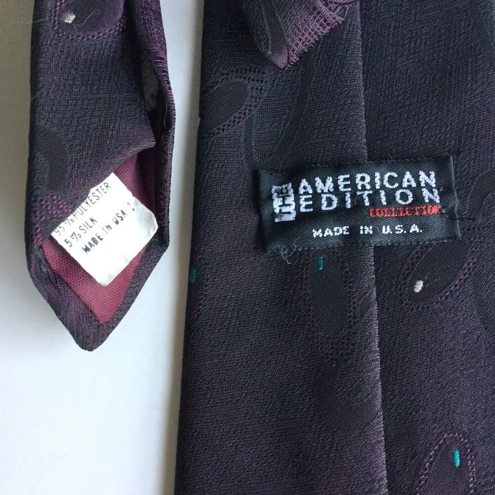 The American Edition Mens Maroon Neck Tie Polyester Silk Blend Made USA